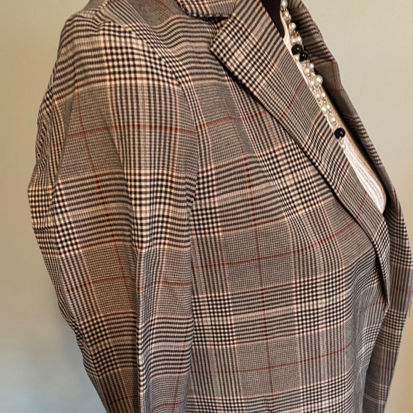 Philosophy Anthropology Gray tan classic Plaid Blazer xs nwt - Picture 5 of 10